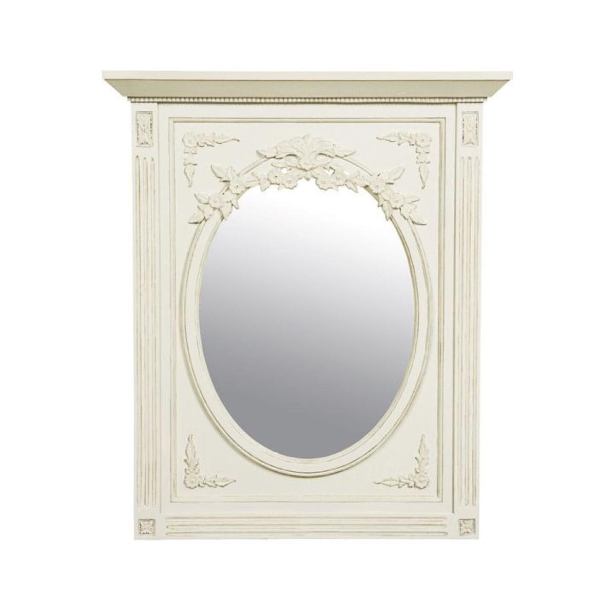 Miroir trumeau ovale - mdf - blanc -