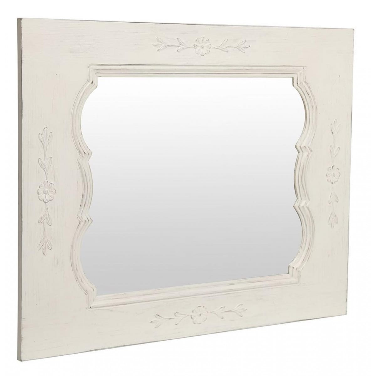 Miroir rectangulaire - bois - blanc -