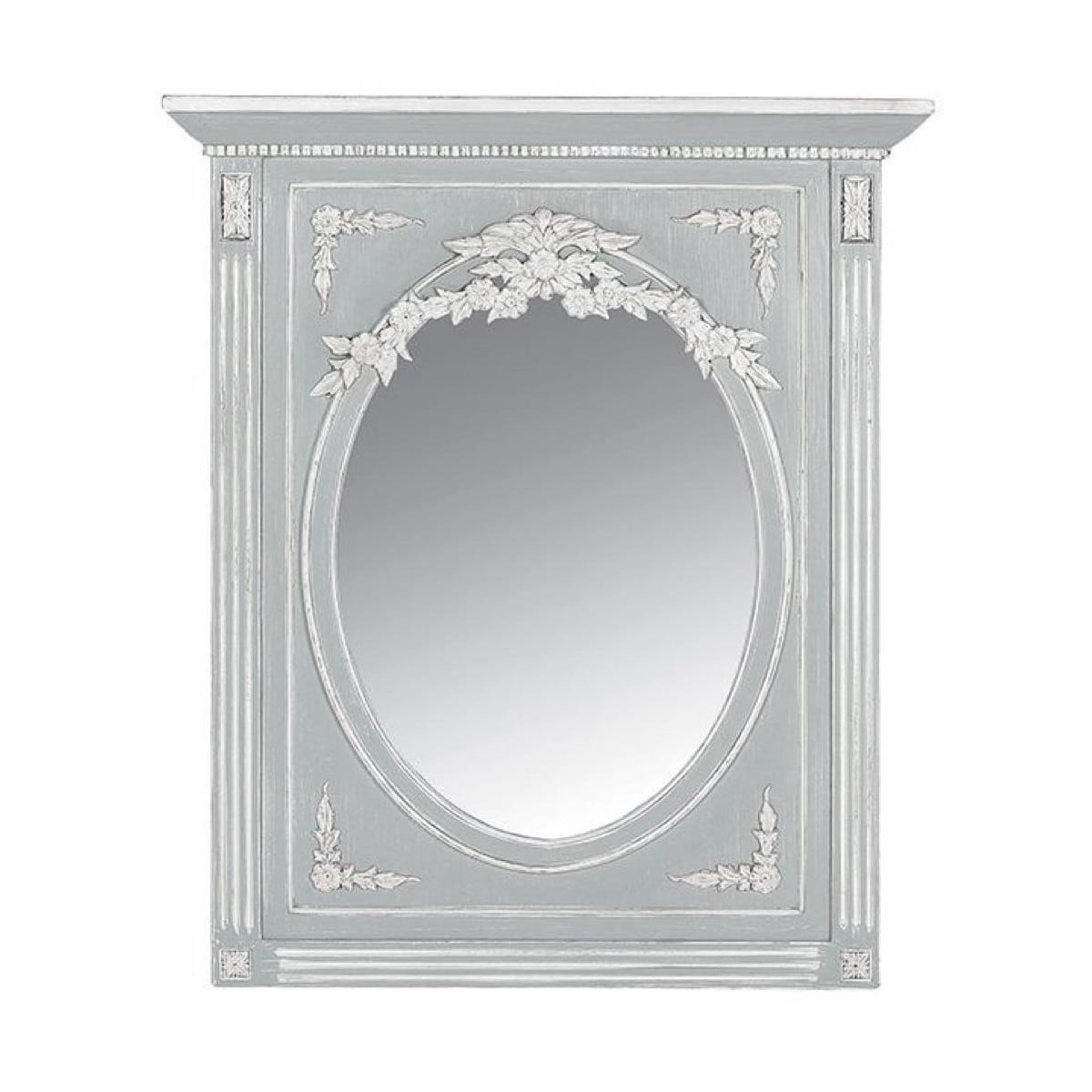 Miroir trumeau ovale - mdf - gris -