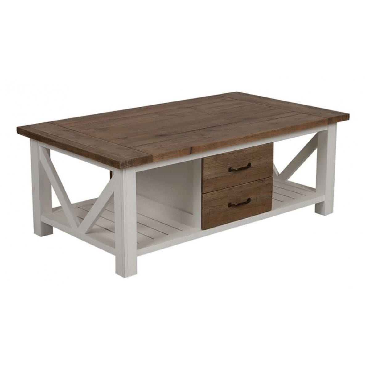 Table basse rectangulaire bois blanc -