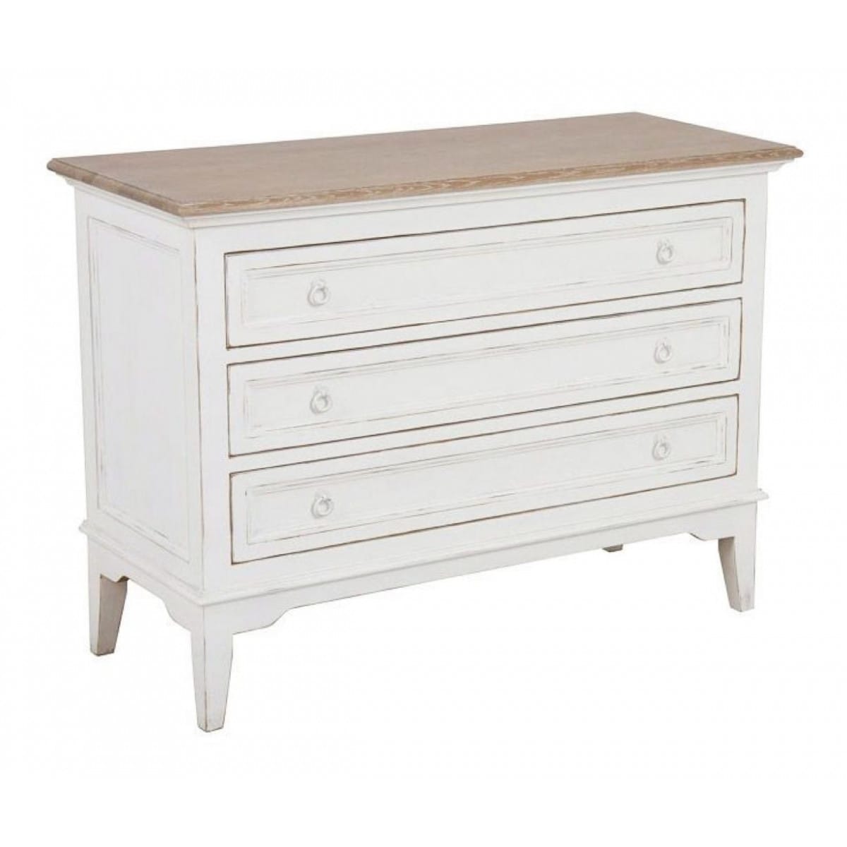 Commode 3 tiroirs - bois - blanc -