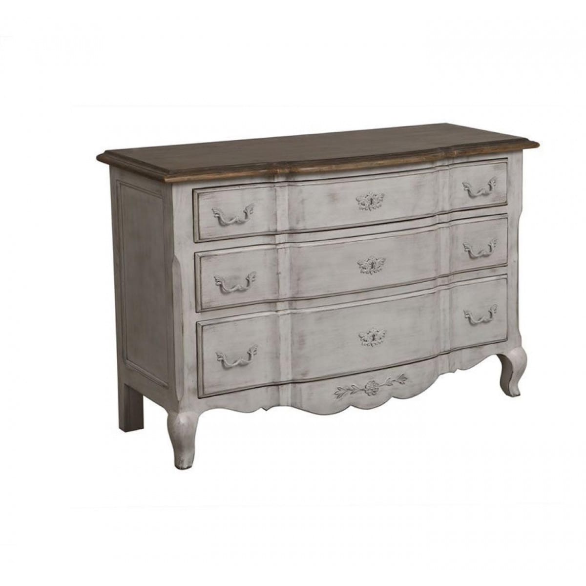 Commode 3 tiroirs 1 porte bois gris -