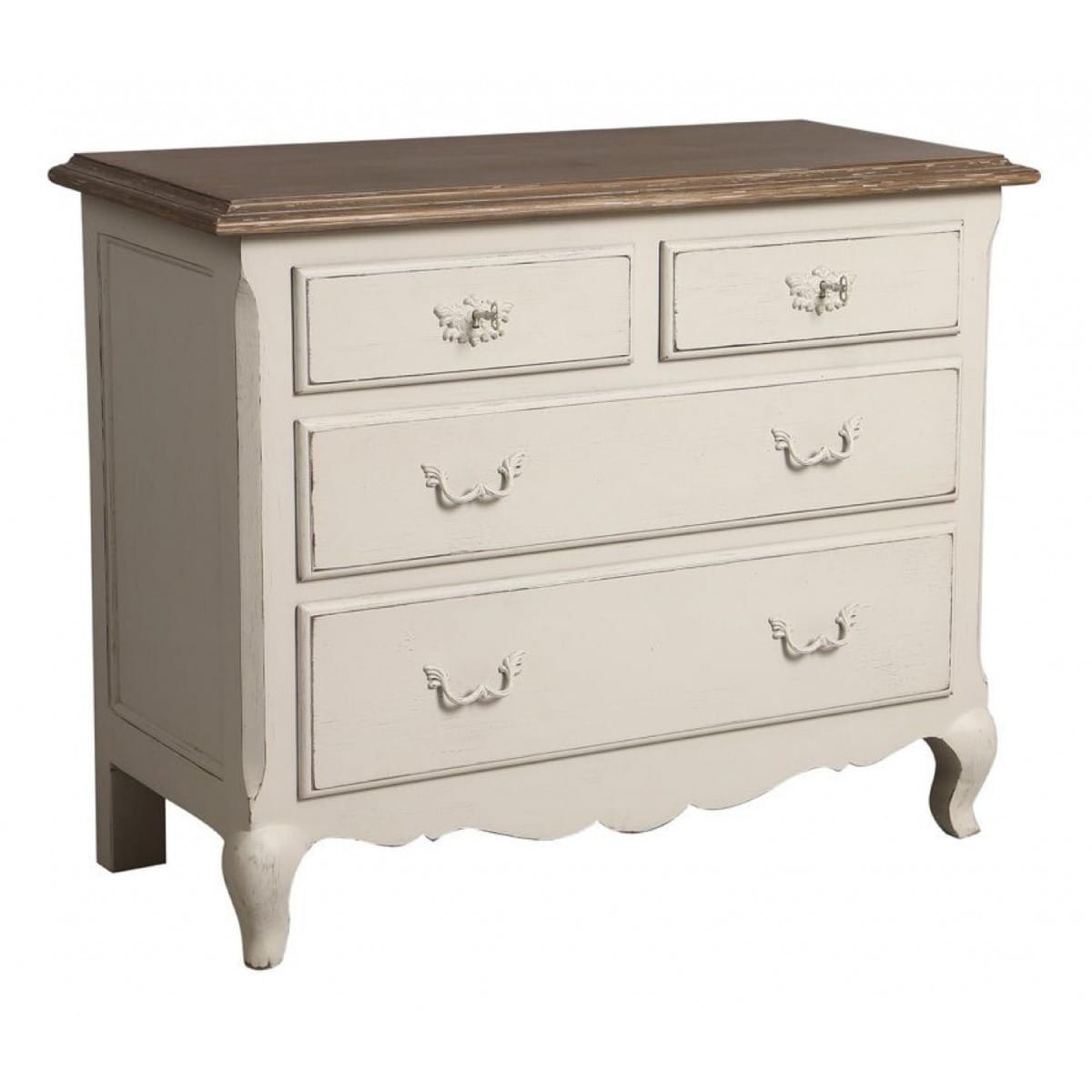 Commode 4 tiroirs - bois - blanc -