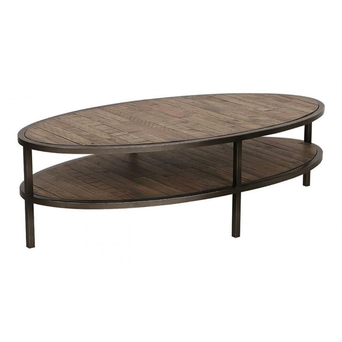 Table basse ovale - mdf - marron -