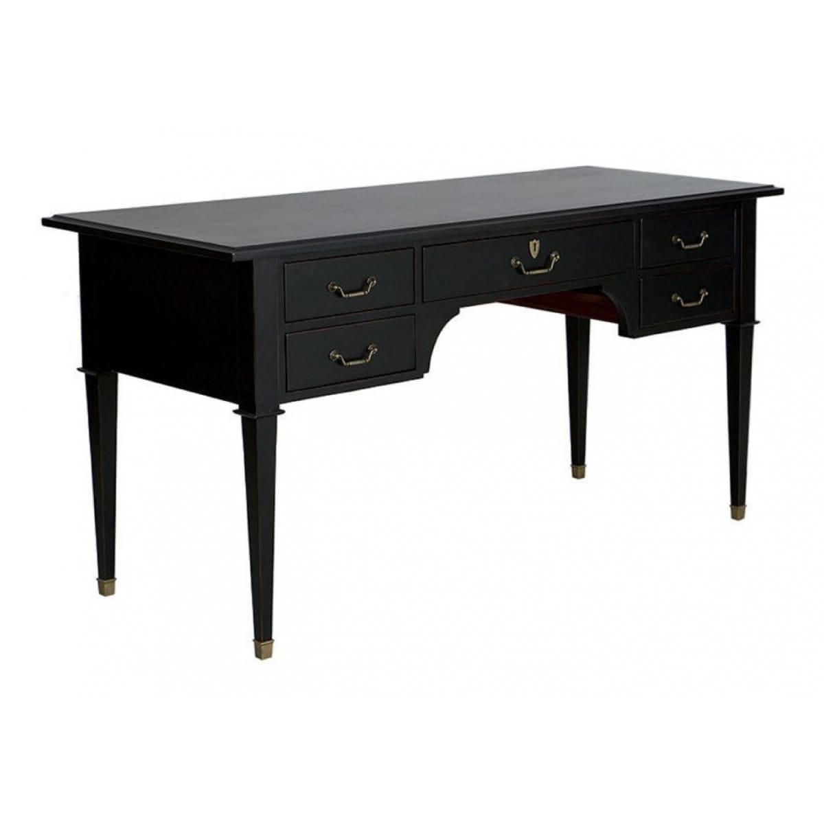 Bureau 5 tiroirs - bois-mdf - noir -