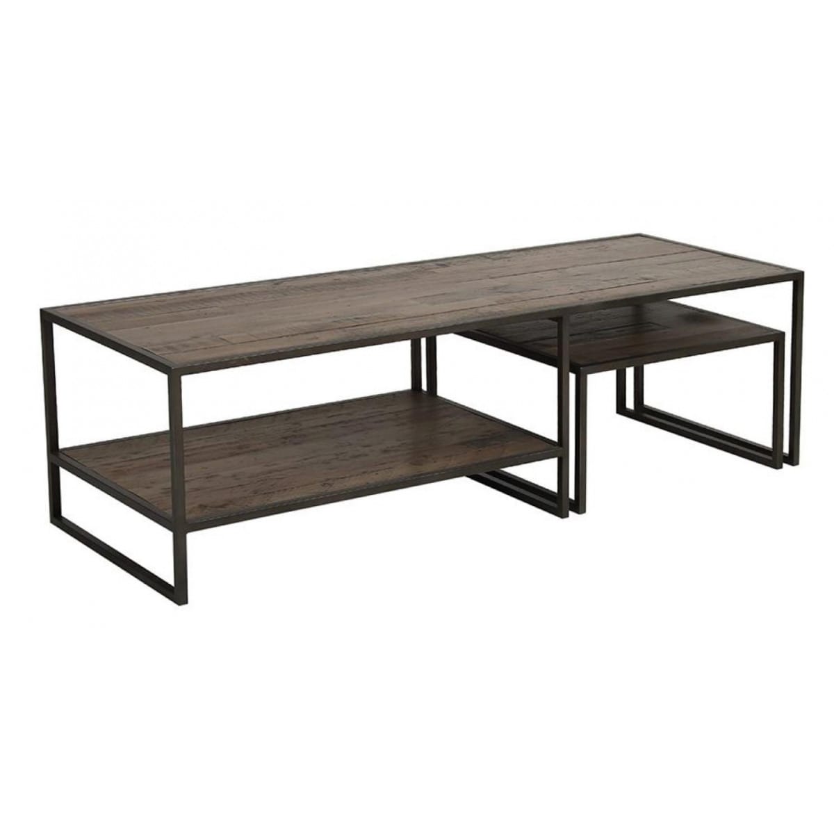 Tables basses gigognes - mdf - marron -