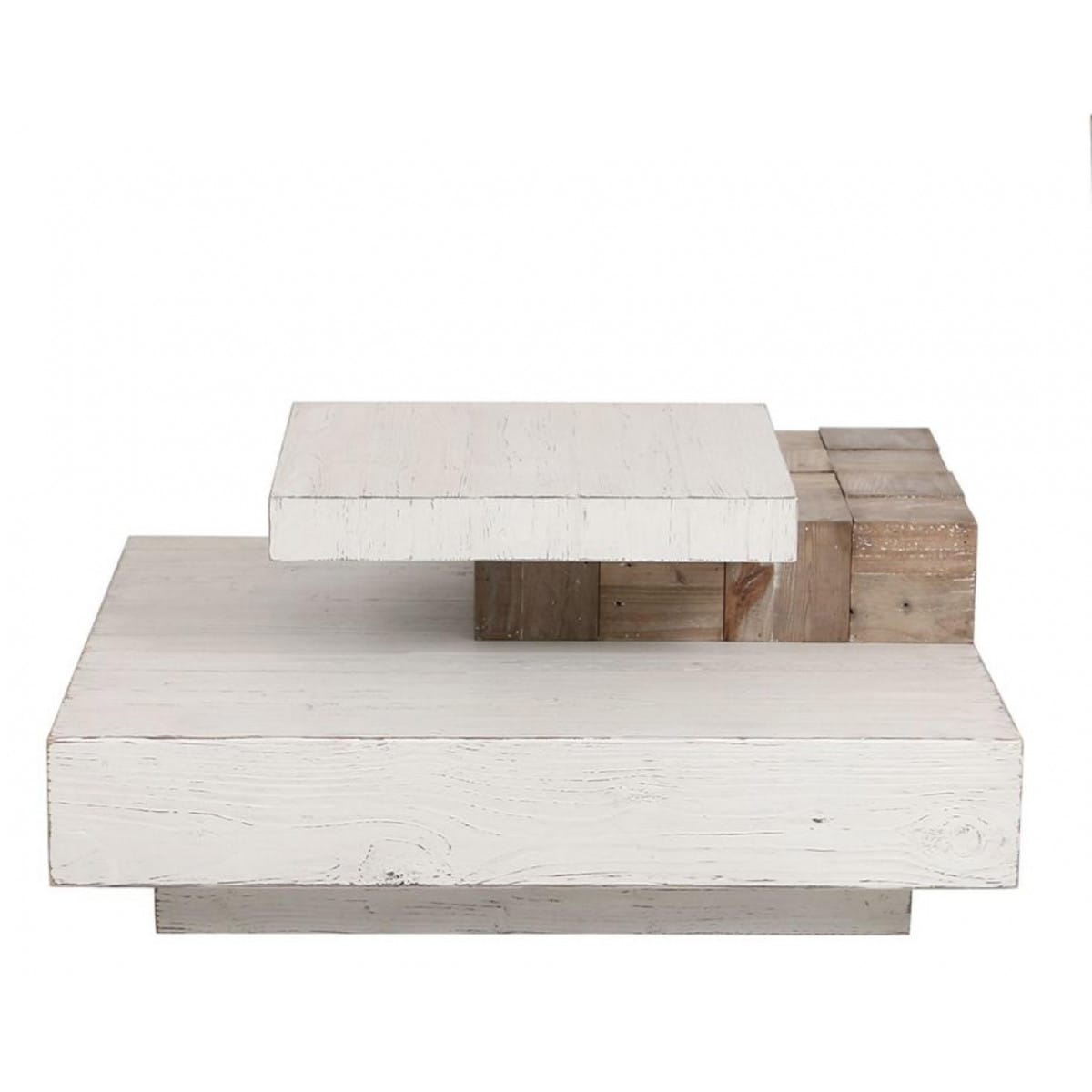 Table basse carrée - bois - blanc -