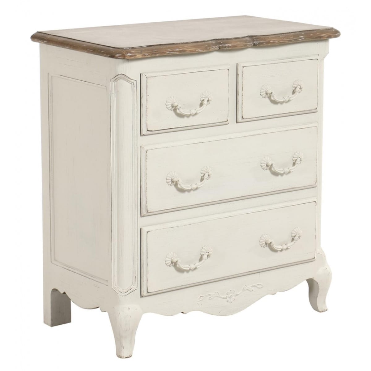 Commode 4 tiroirs bois blanc - château