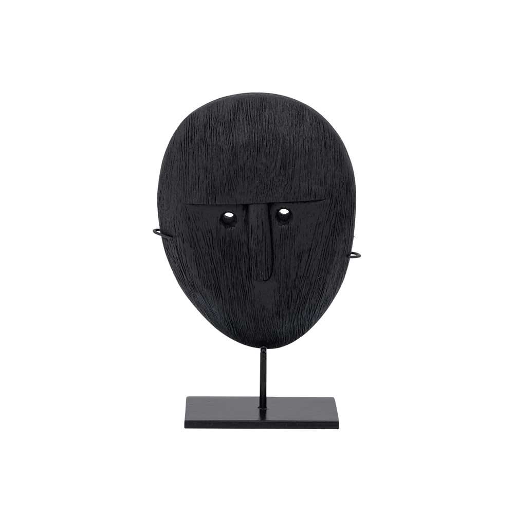 Objet visage en bois de manguier brulé