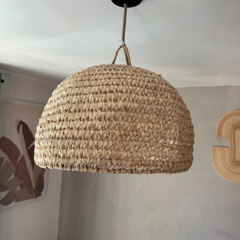 Abat jour pour lampe coupole en palmier