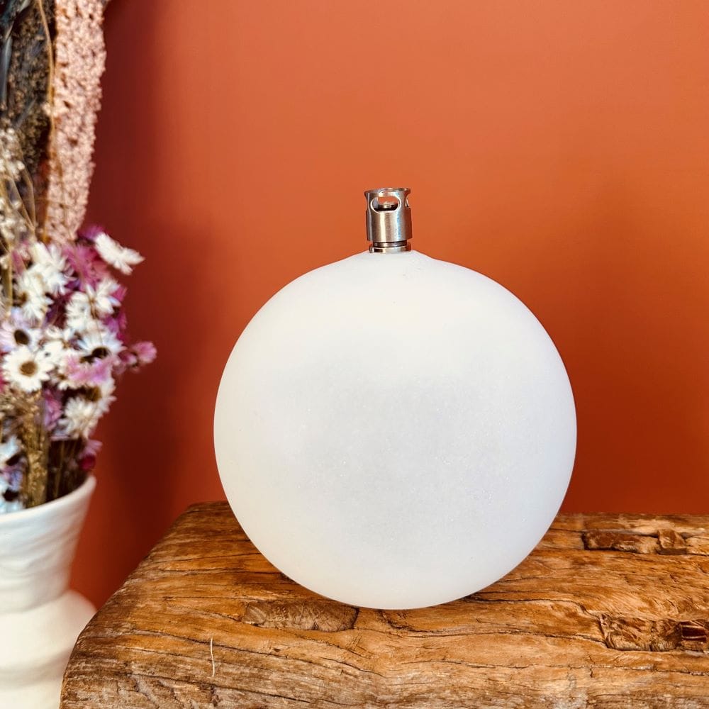 Lampe à huile forme boule en verre