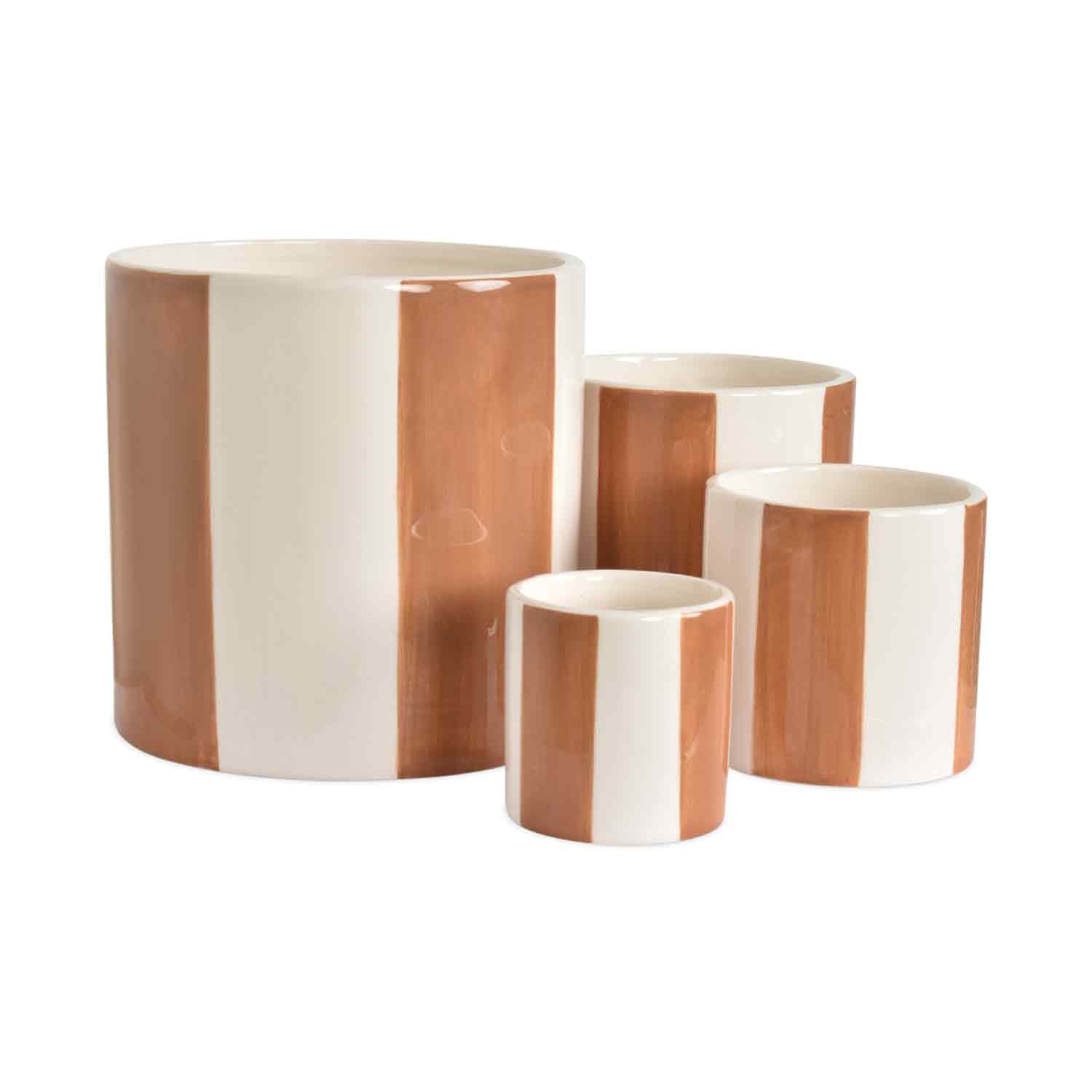 Lot de 4 pots en céramique rayures