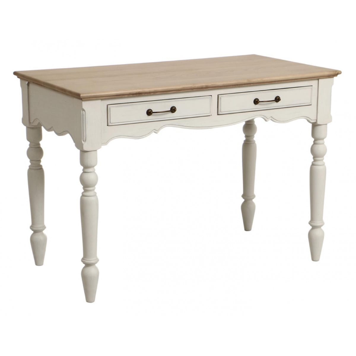 Bureau 2 tiroirs bois blanc - romance