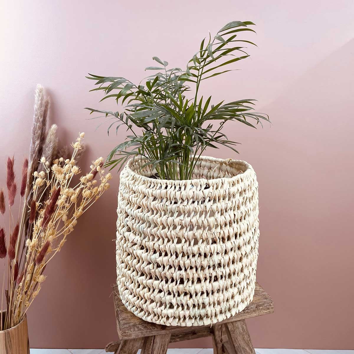 Panier cache-pot en palmier pour toutes