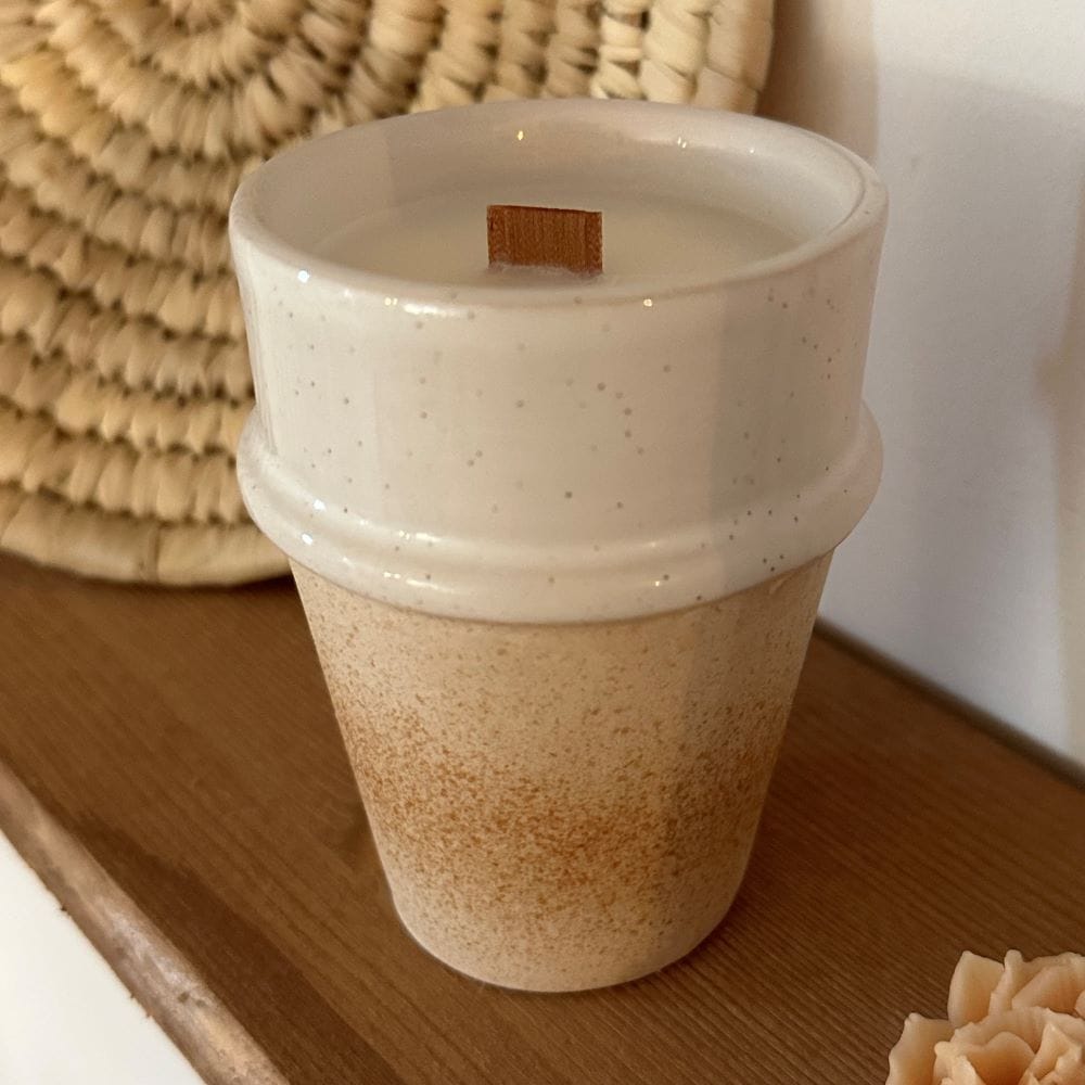 Bougie végétale - tasse wabi beige -