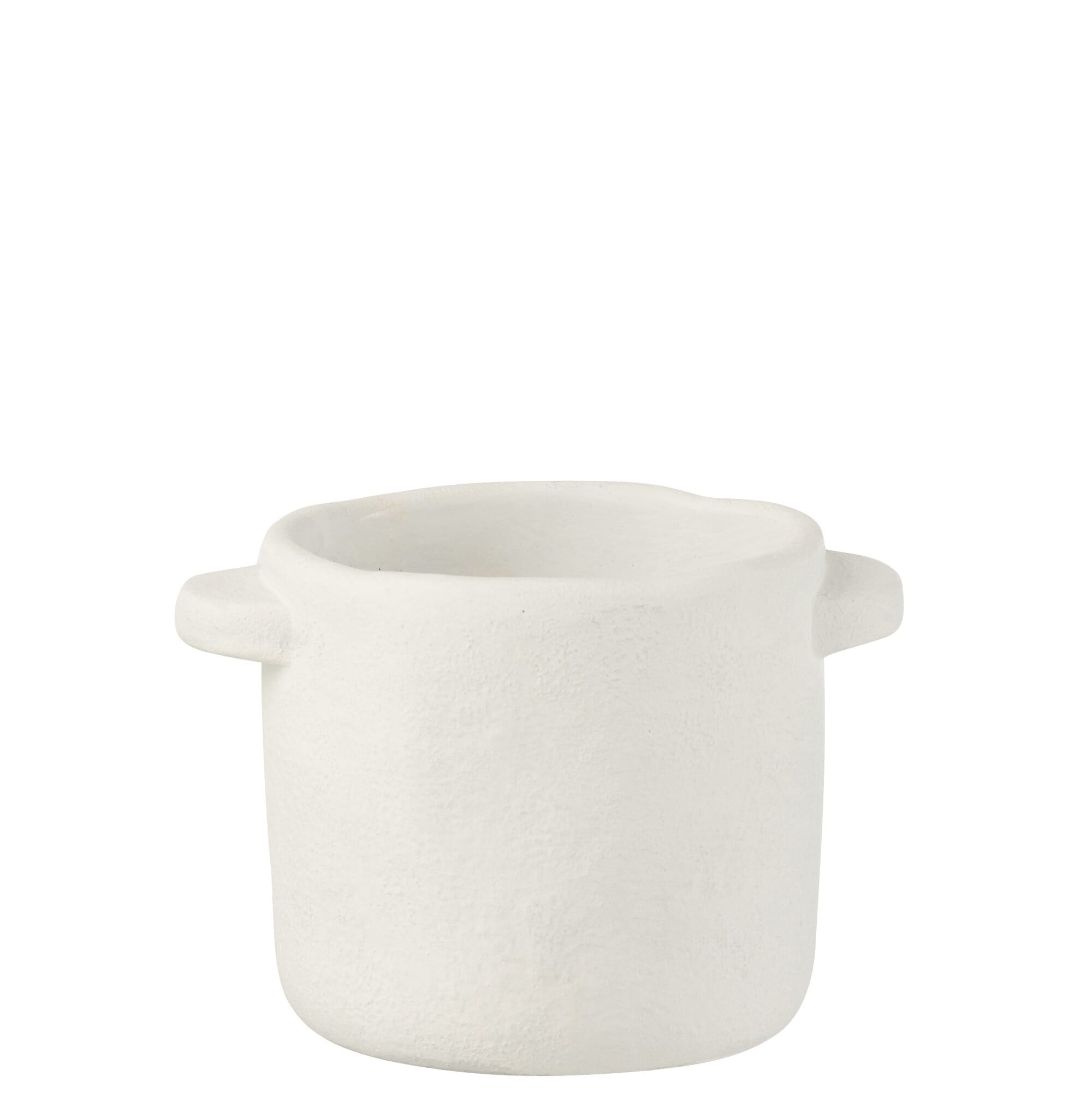 Cache-pot en poterie effet ciment blanc