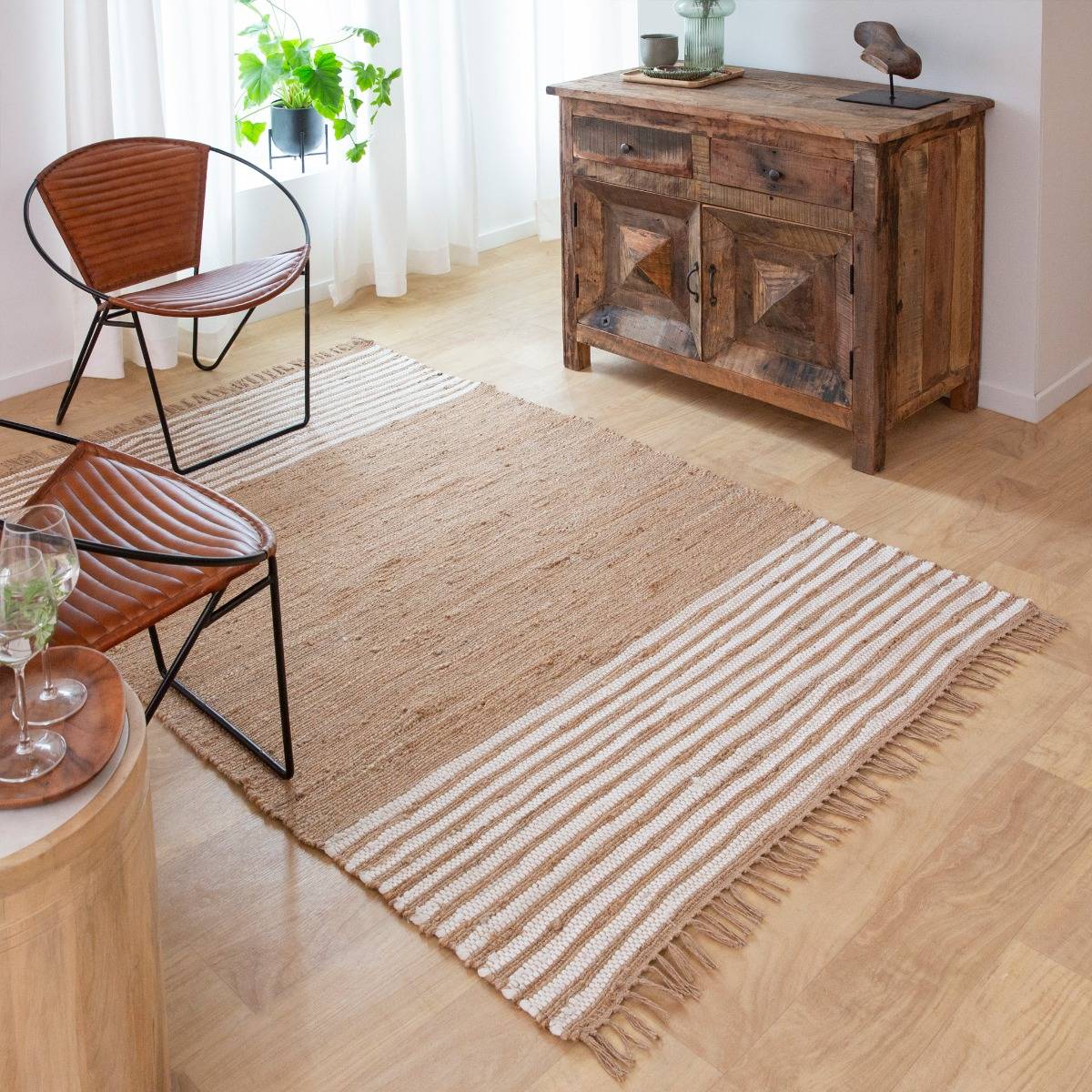 Tapis en jute et coton lali