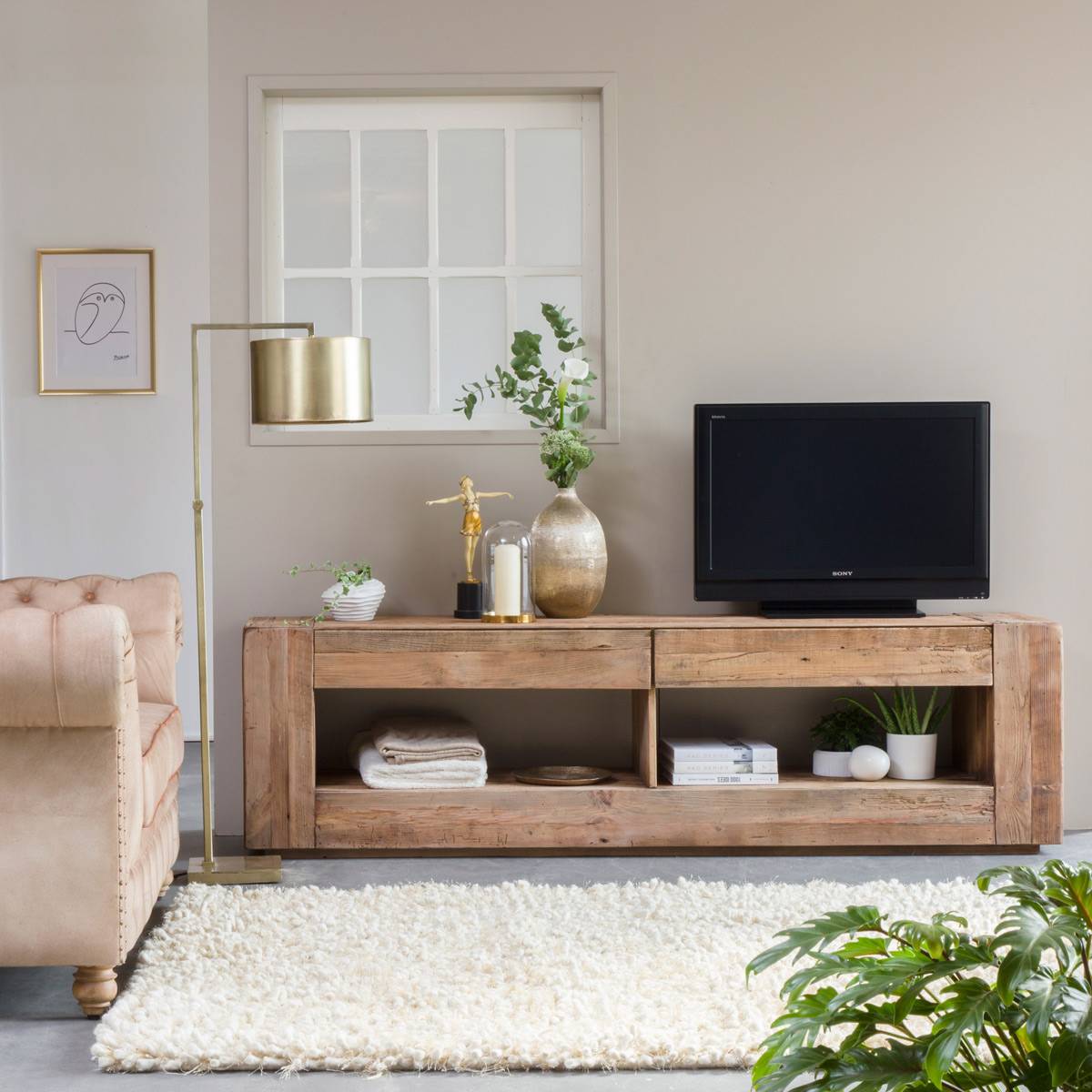 Meuble tv en bois recyclé 210 cm blaise