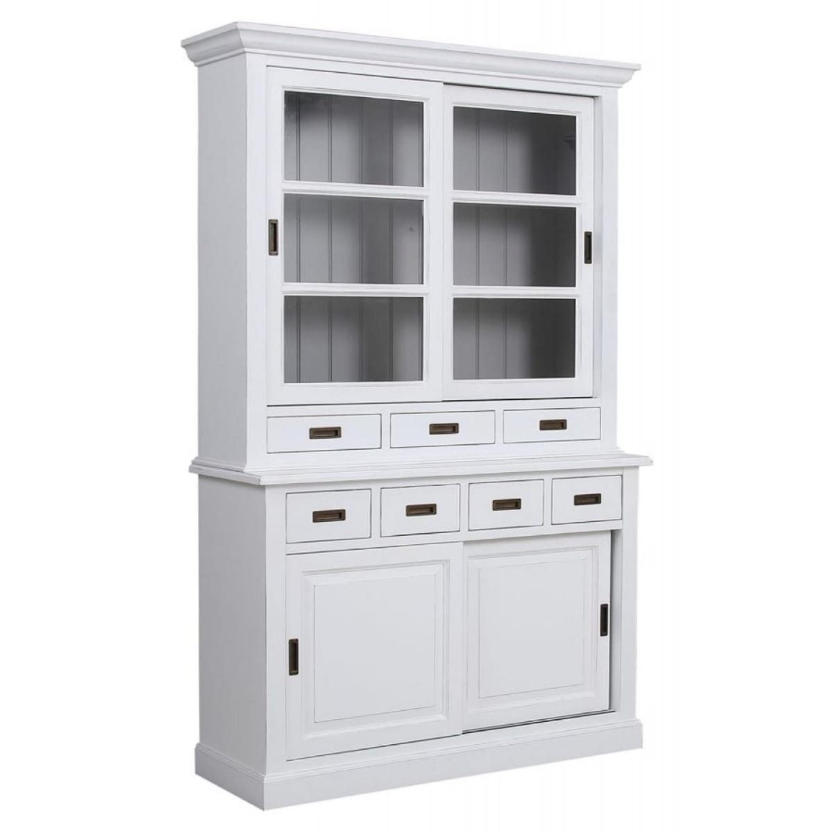 Buffet 2 portes vitrées bois-mdf blanc -