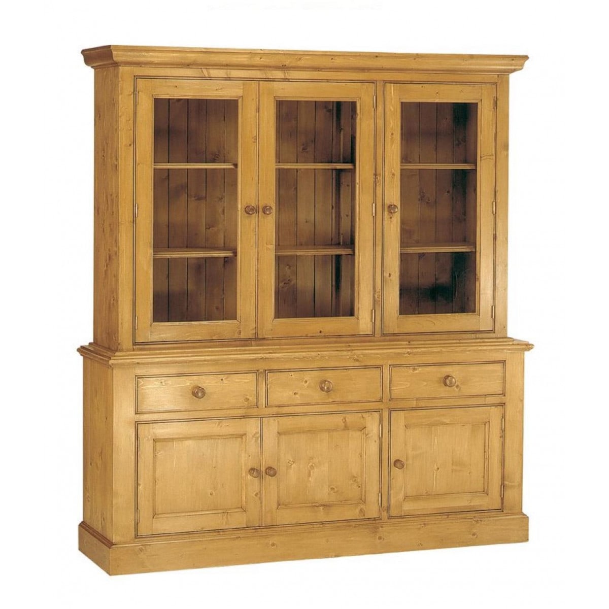 Buffet vaisselier 3 portes vitrées bois