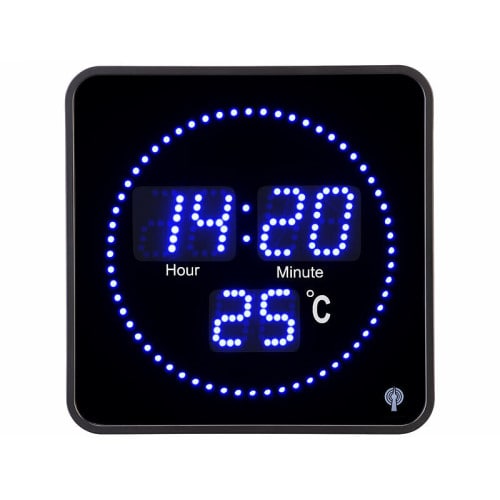 Horloge digitale radio-pilotée bleue