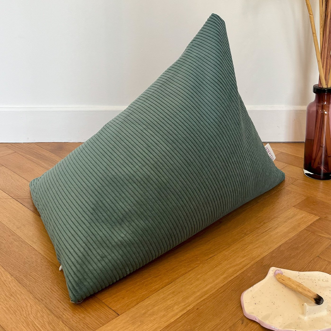 Berlingot - coussin méditation bleu vert