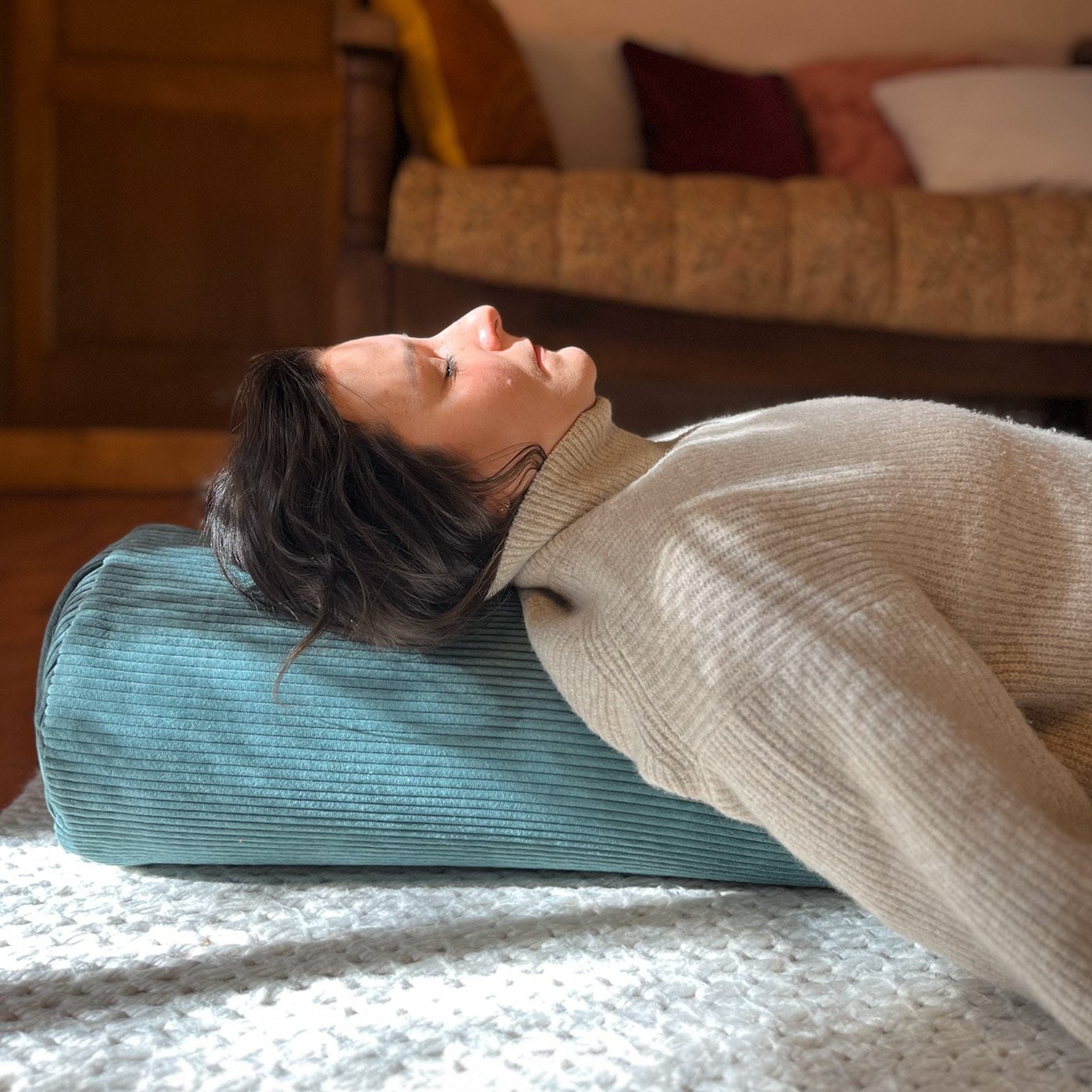 Bolster - coussin de yoga bleu vert