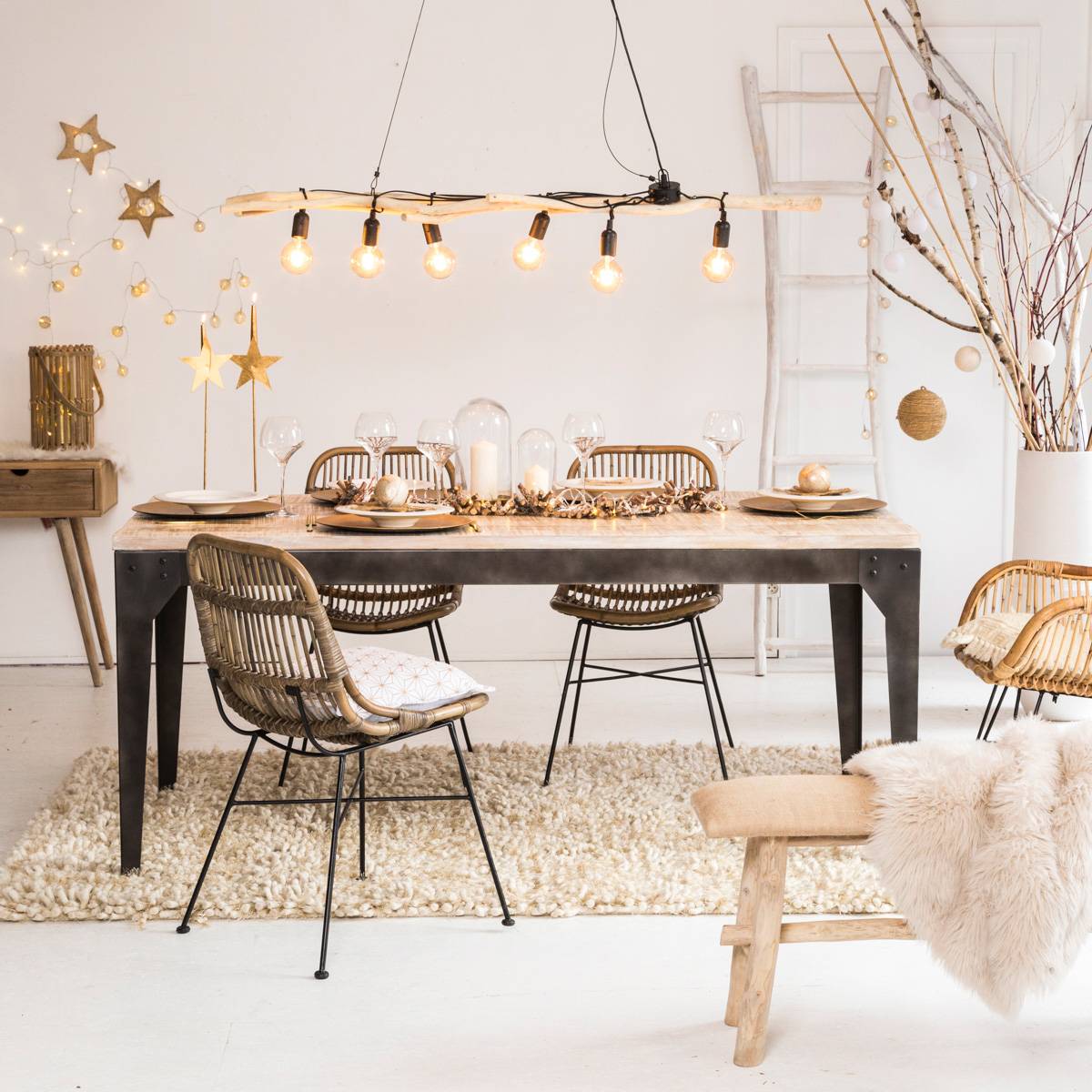 Table à manger avec allonges en bois