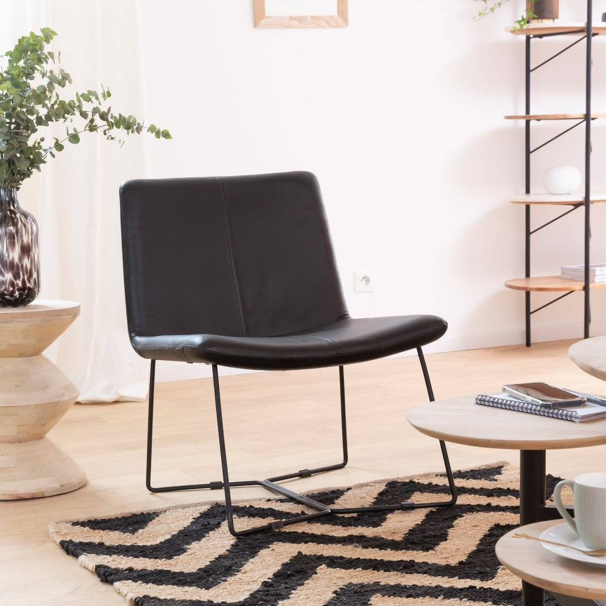 Fauteuil en cuir noir