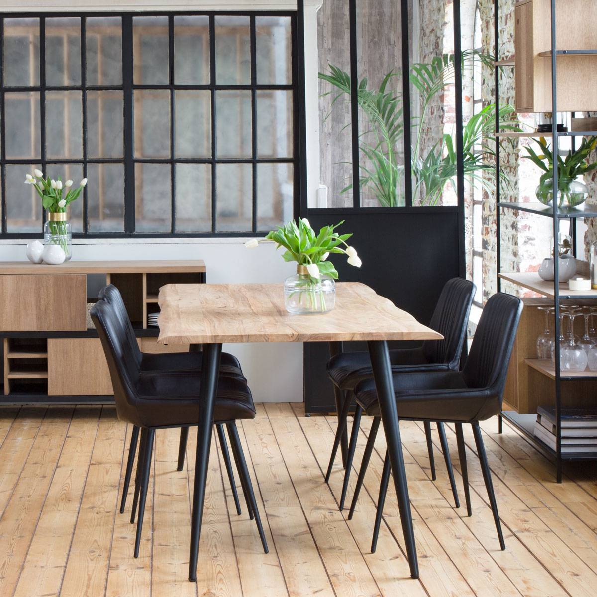 Table à manger en bois d'acacia massif