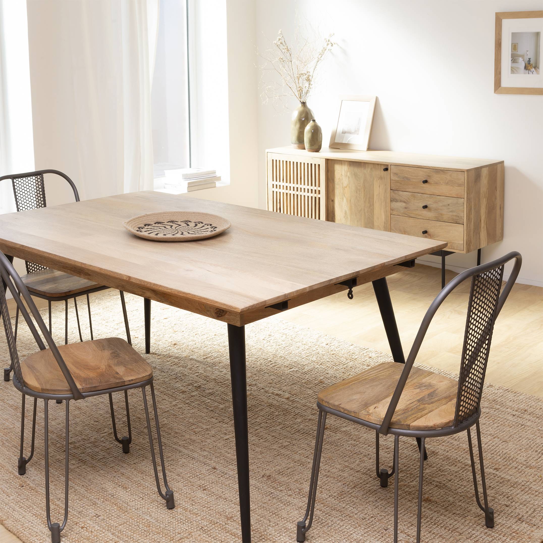 Table à manger avec allonges en bois