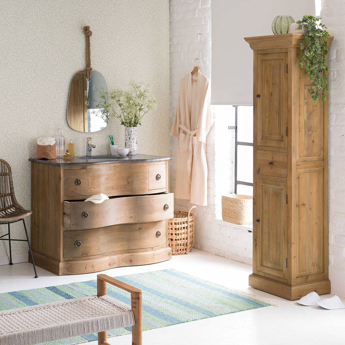 Meuble salle de bain en bois recyclé