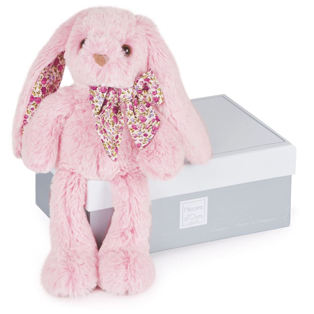 Peluche lapin rose 25 cm