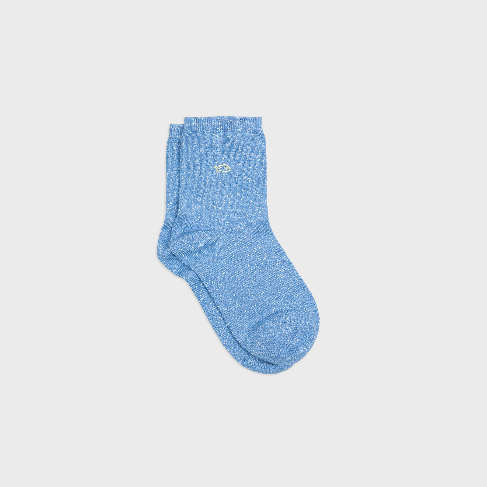 Chaussettes unies pailletées bleu clair