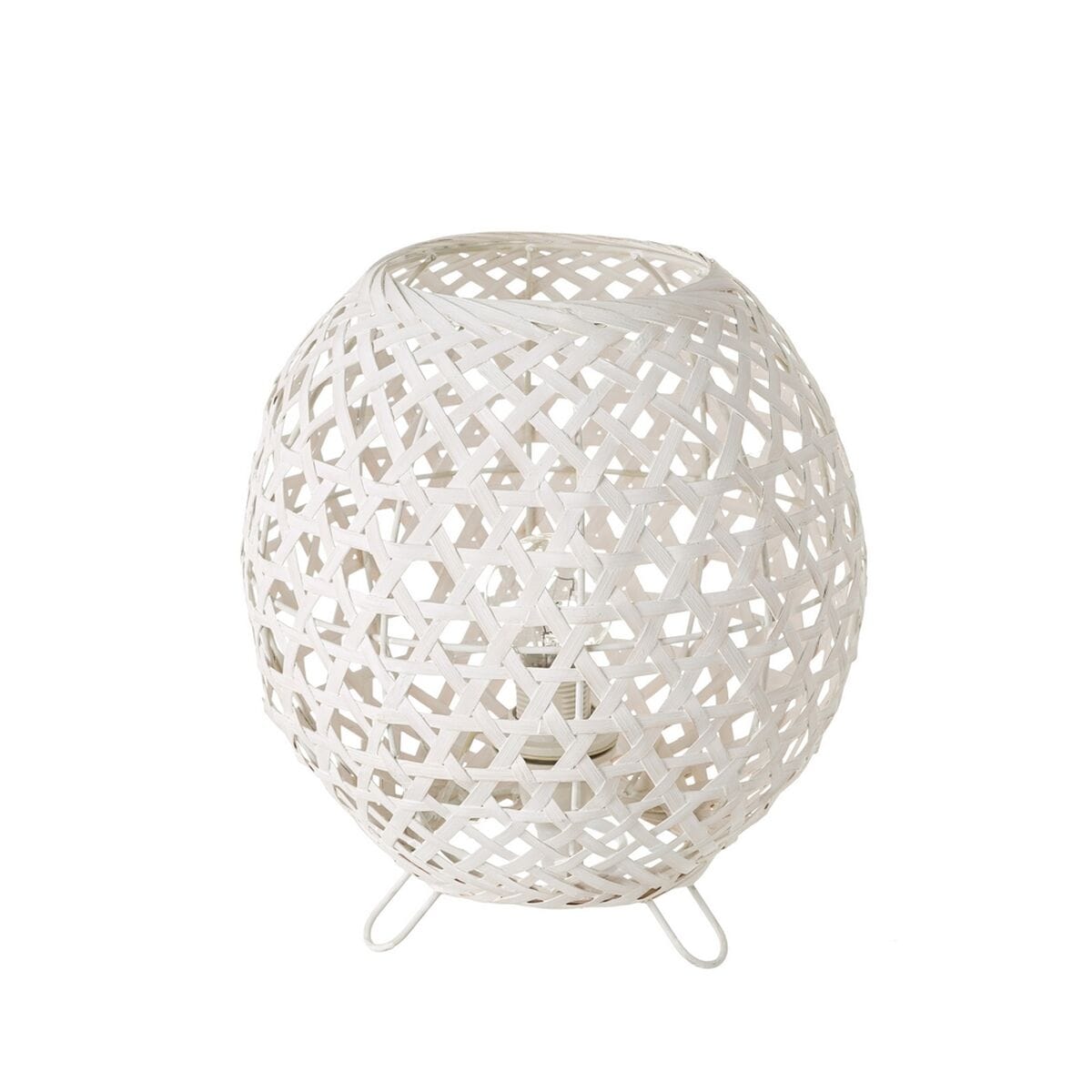 Lampe de bureau blanc métal bambou