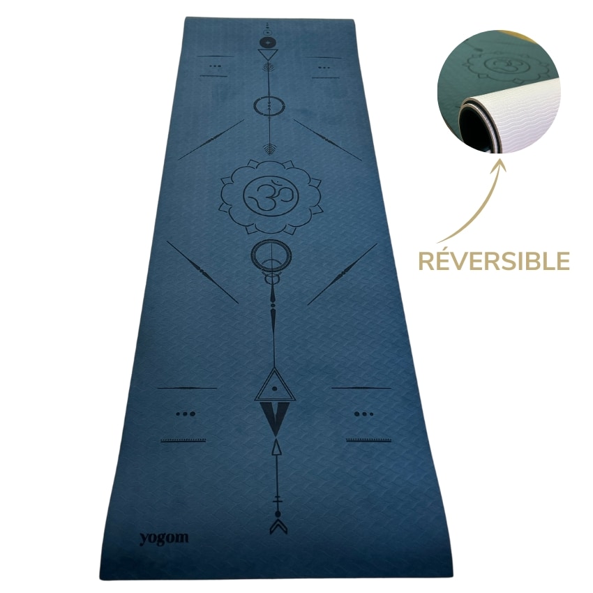 Tapis de yoga épais yomad om 8 mm marin