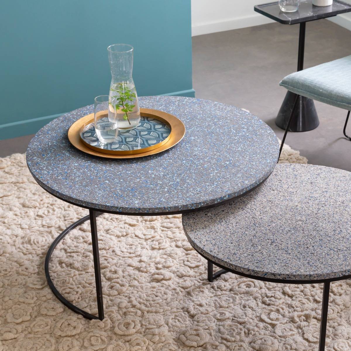 Table basse gigogne en terrazzo